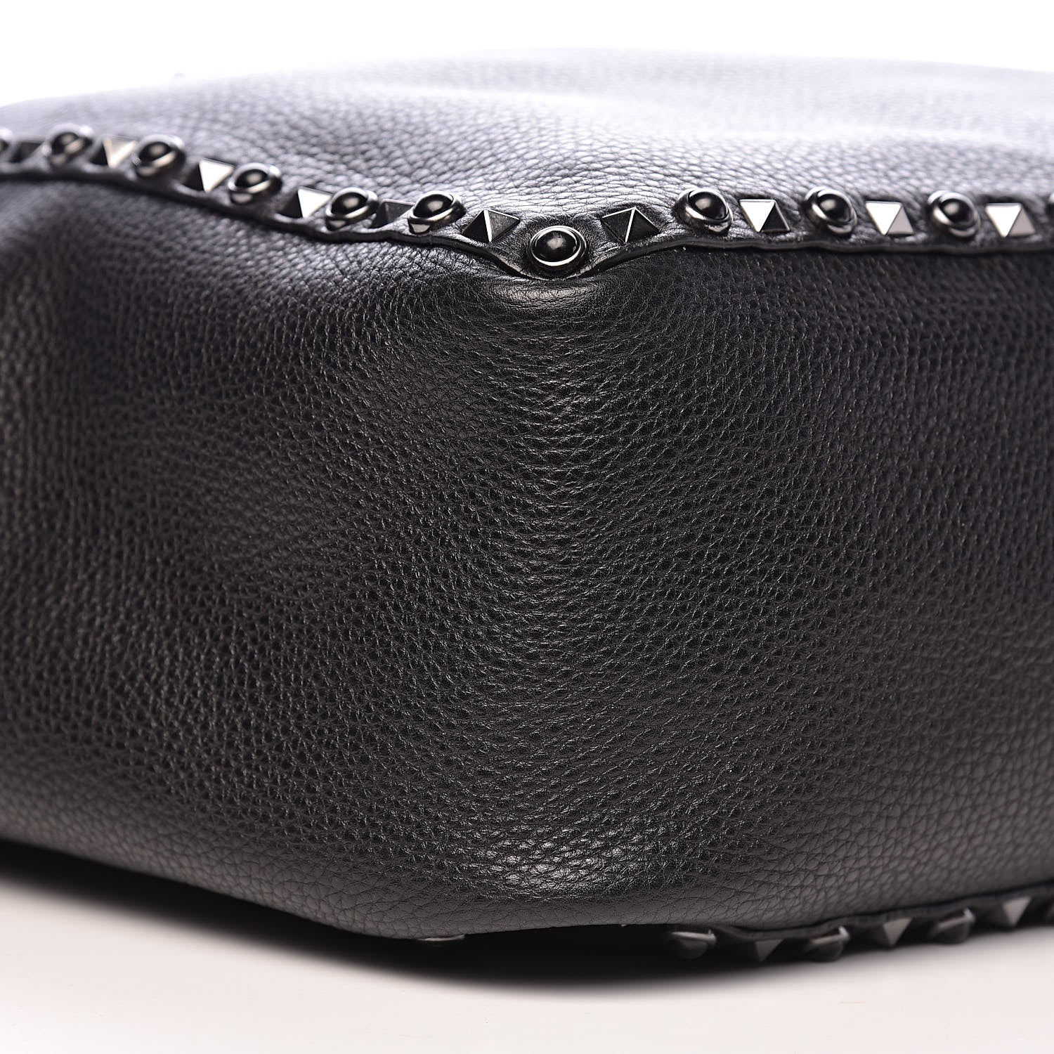 Valentino Garavani Stampa Alce Calfskin Medium Guitar Strap Rockstud Rolling Reversible Tote Black 16 of 19