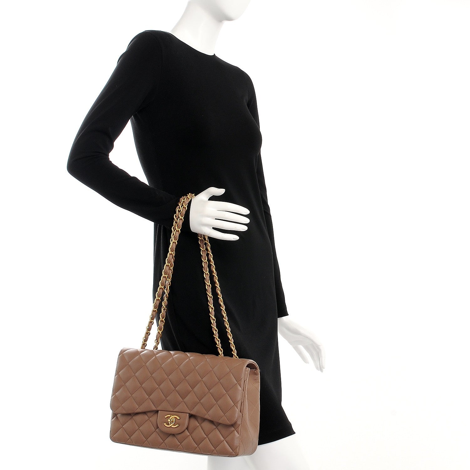 Chanel Lambskin Quilted Jumbo Single Flap Beige 2 of 9