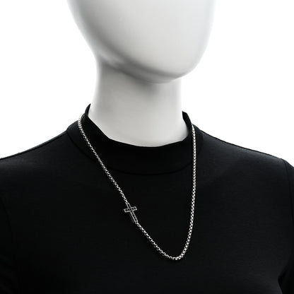 David Yurman Sterling Silver Black Diamond Streamline Cross Station Necklace 22" 2 of 5
