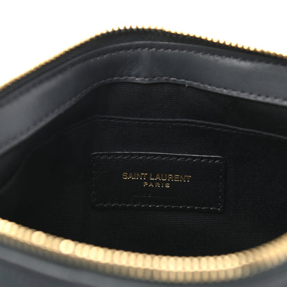 Saint Laurent Calfskin Matelasse Chevron Monogram A5 Wristlet Dark Smog 6 of 8