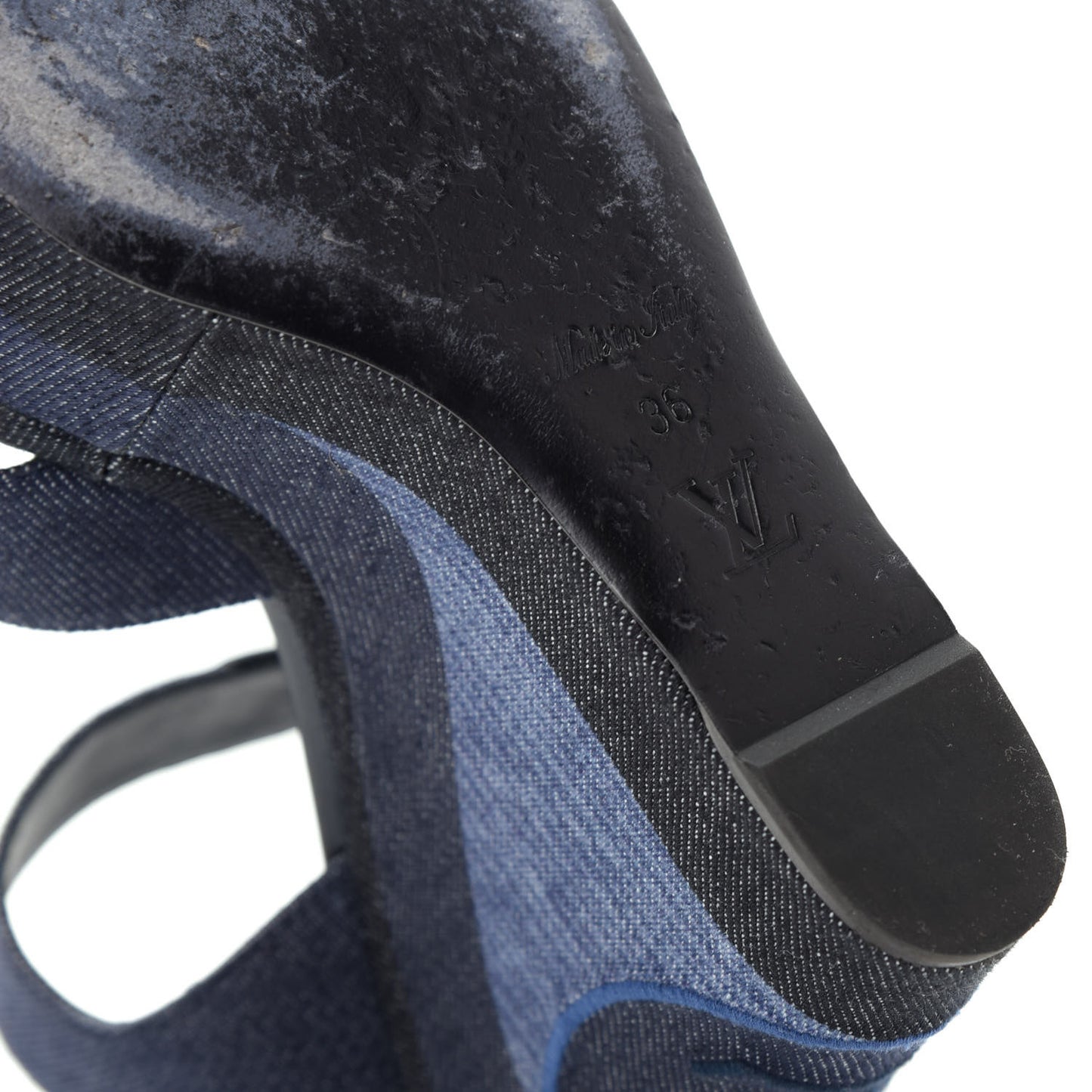 Canvas Blue Shore Wedge Sandal 36 Marine