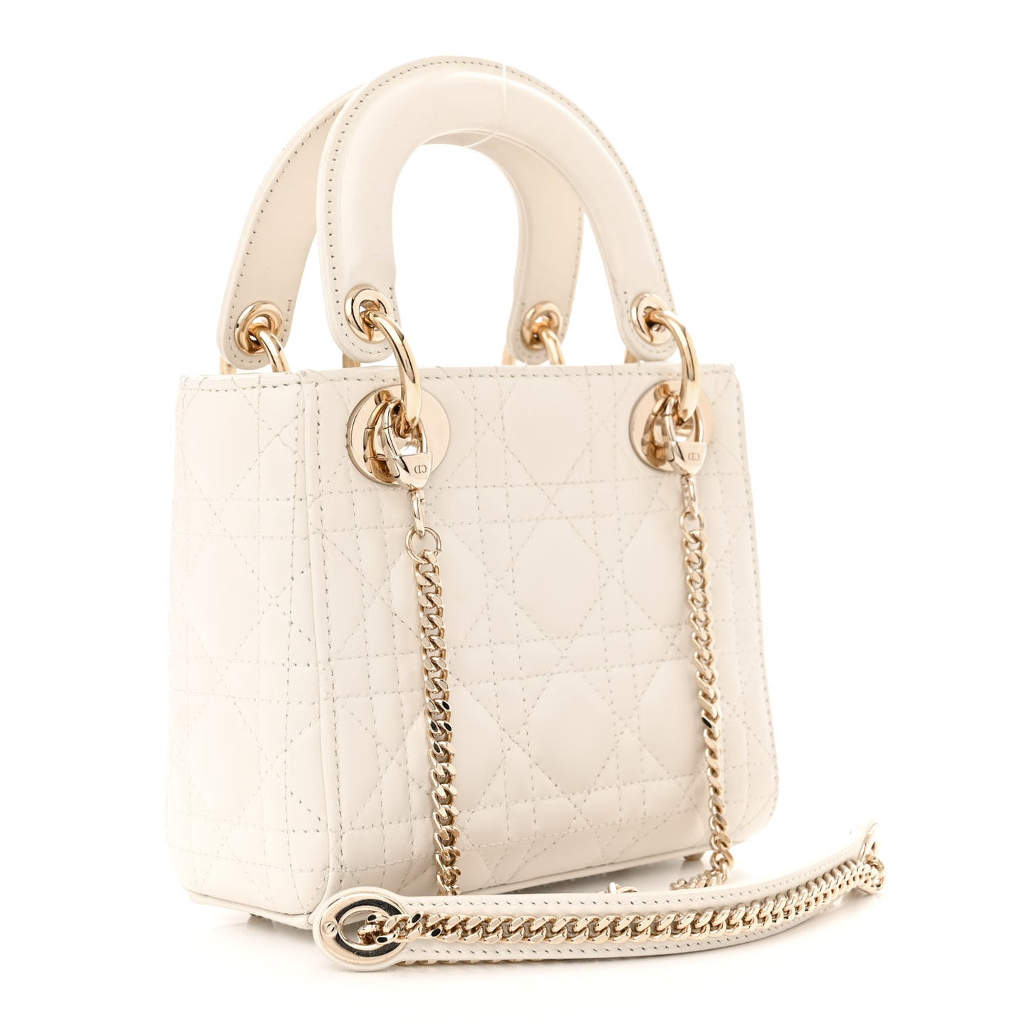Lambskin Cannage Mini Lady Dior Latte