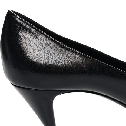 Saint Laurent Calfskin Bow Anais Pumps 38 Black Navy 10 of 10