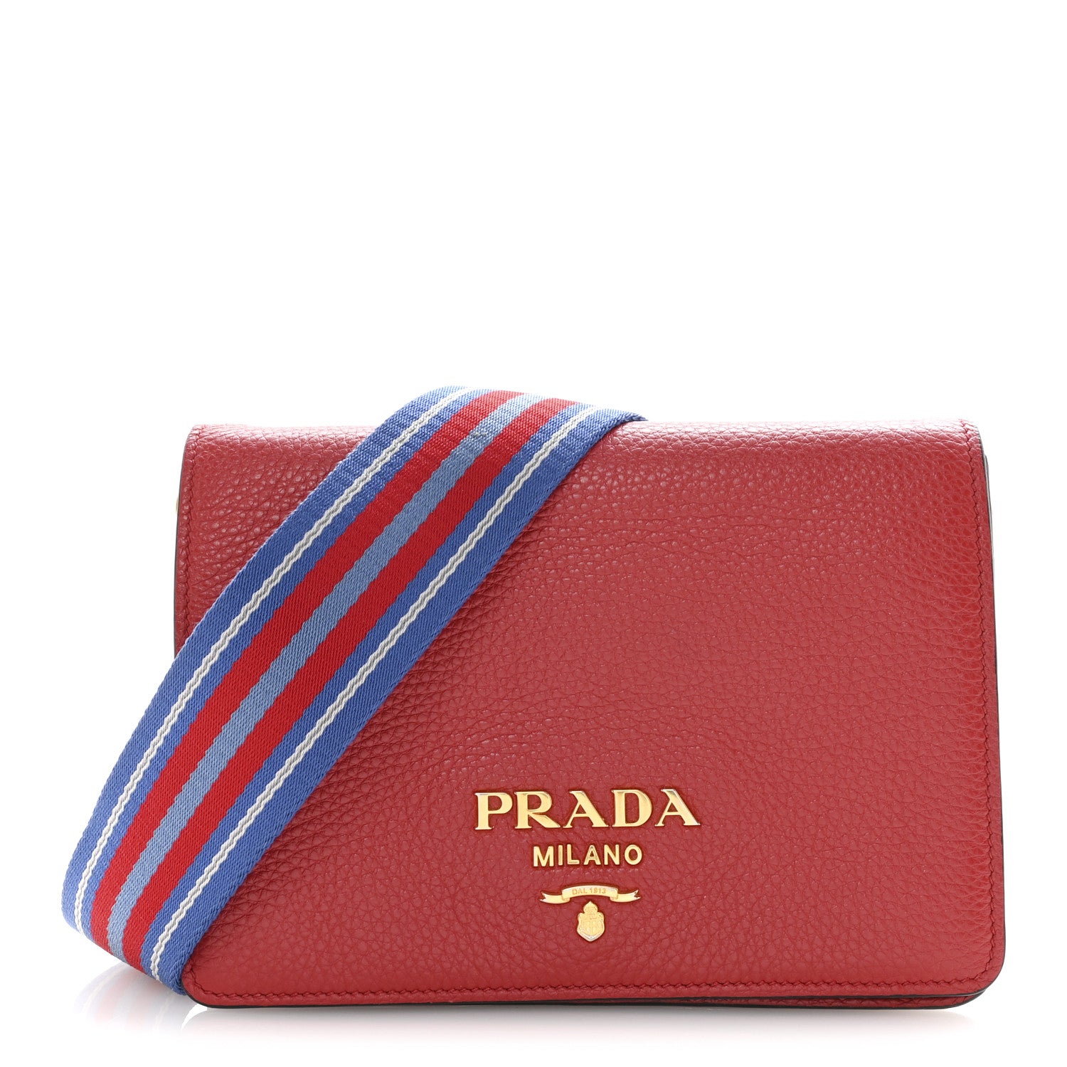 Prada Vitello Daino Flap Crossbody Rosso 1 of 16
