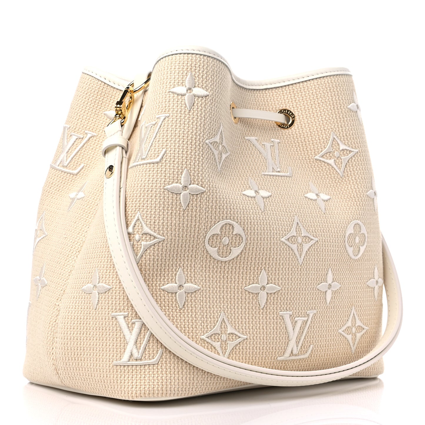 Cotton Monogram Embroidered Neonoe MM Beige White