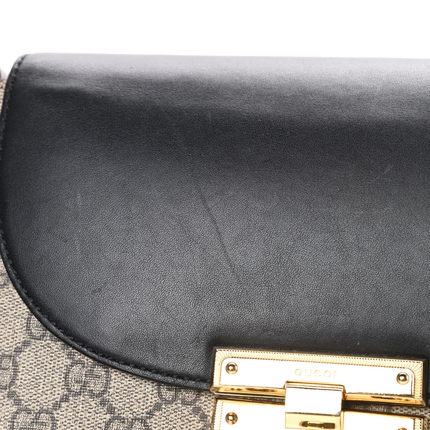 Gucci GG Supreme Monogram Web Medium Padlock Messenger Shoulder Bag Black 16 of 19