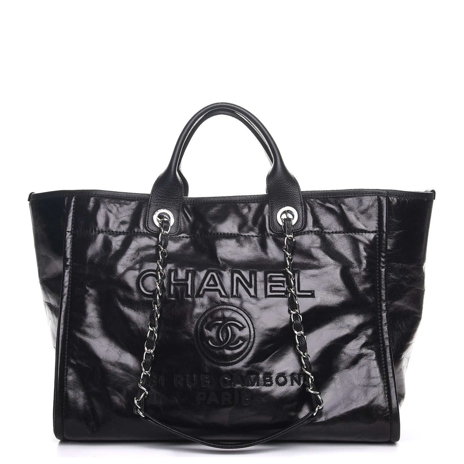 Chanel Glazed Calfskin Large Deauville Tote Black 1 of 8