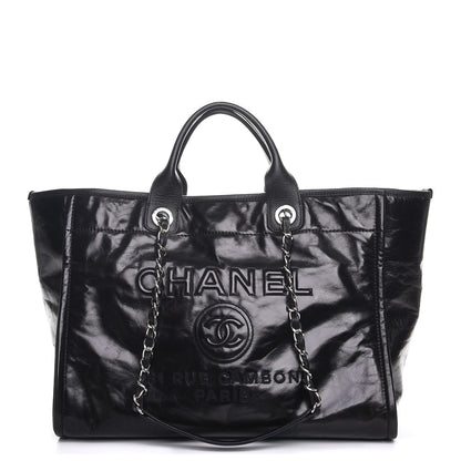 Chanel Glazed Calfskin Large Deauville Tote Black 1 of 8