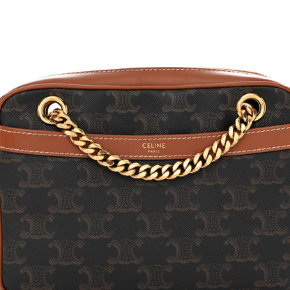 Celine Triomphe Canvas Calfskin Medium Patapans Tan 7 of 9