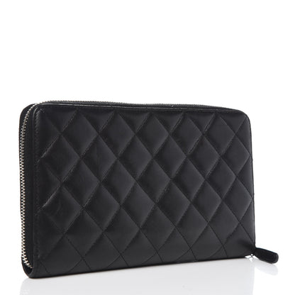 Chanel Lambskin Quilted Large Zip Around Organizer Wallet Black 3 of 13
