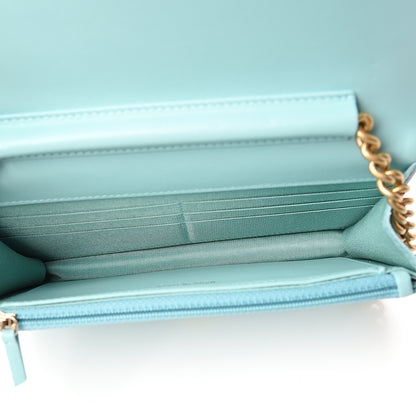 Chanel Caviar Quilted Boy Wallet On Chain WOC Light Blue 4 of 11