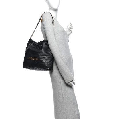 Chanel Shiny Calfskin Quilted Small Chanel 22 Black 2 of 11
