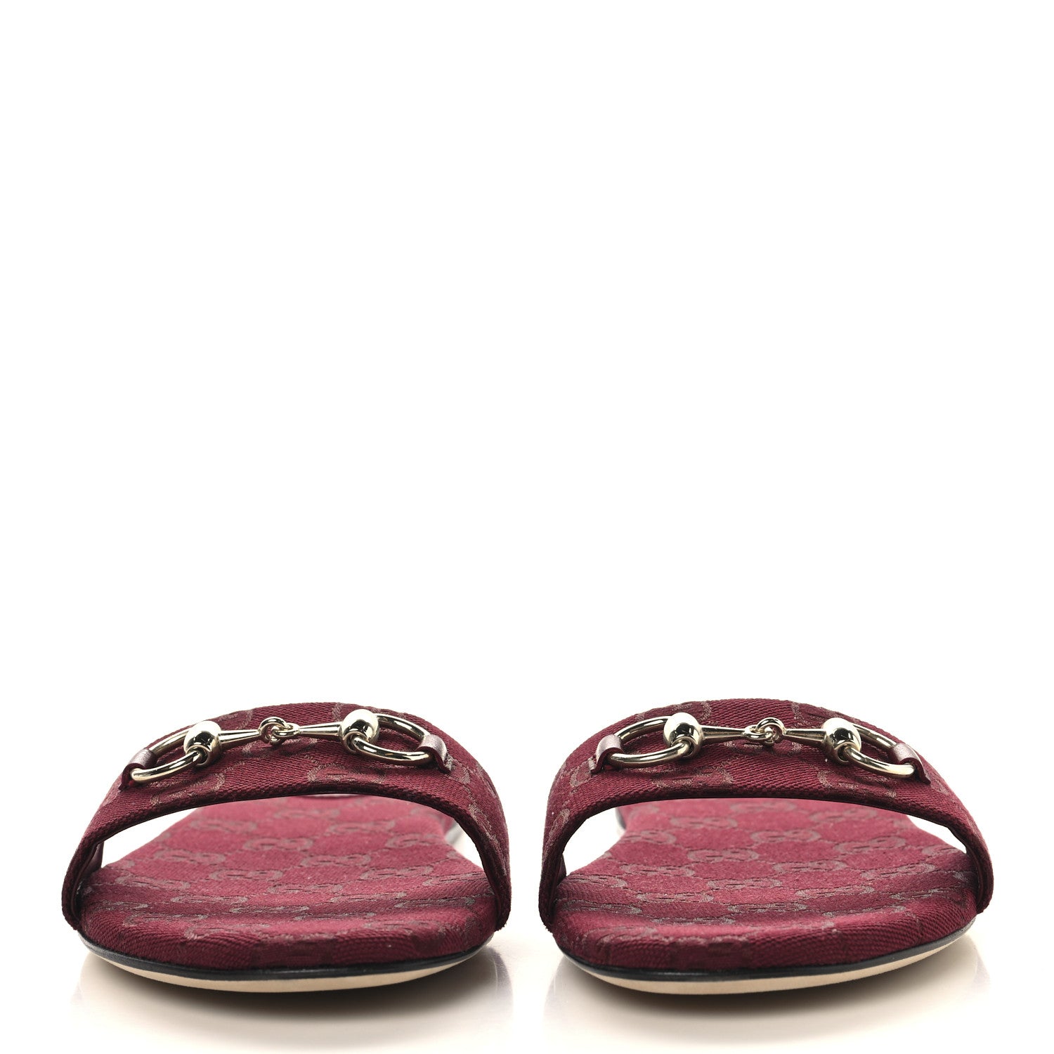 Gucci Canvas GG Monogram Horsebit Flat Slide Sandals 40.5 Rosso Ancora 3 of 10