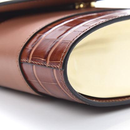 Chloe Calfskin Crocodile Embossed Small Aby Lock Chestnut Brown 10 of 10