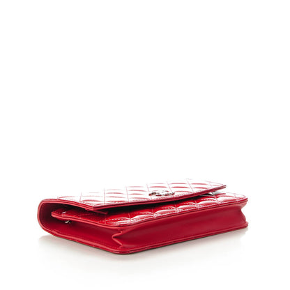 Chanel Patent Quilted Brilliant Wallet On Chain WOC Red 4 of 7