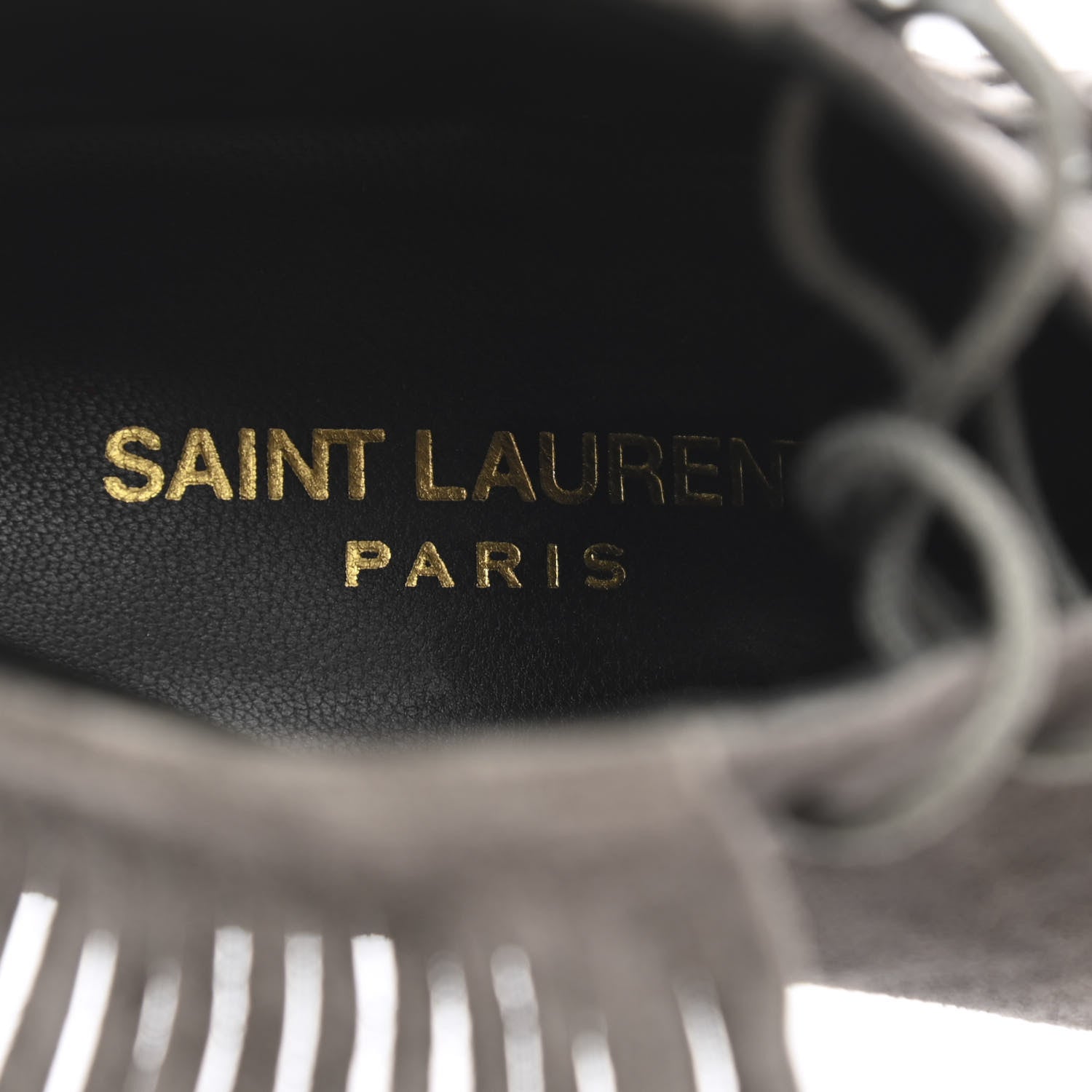 Saint Laurent Suede Fringe Anita 85mm Ankle Boots 35.5 Dark Grey 7 of 11
