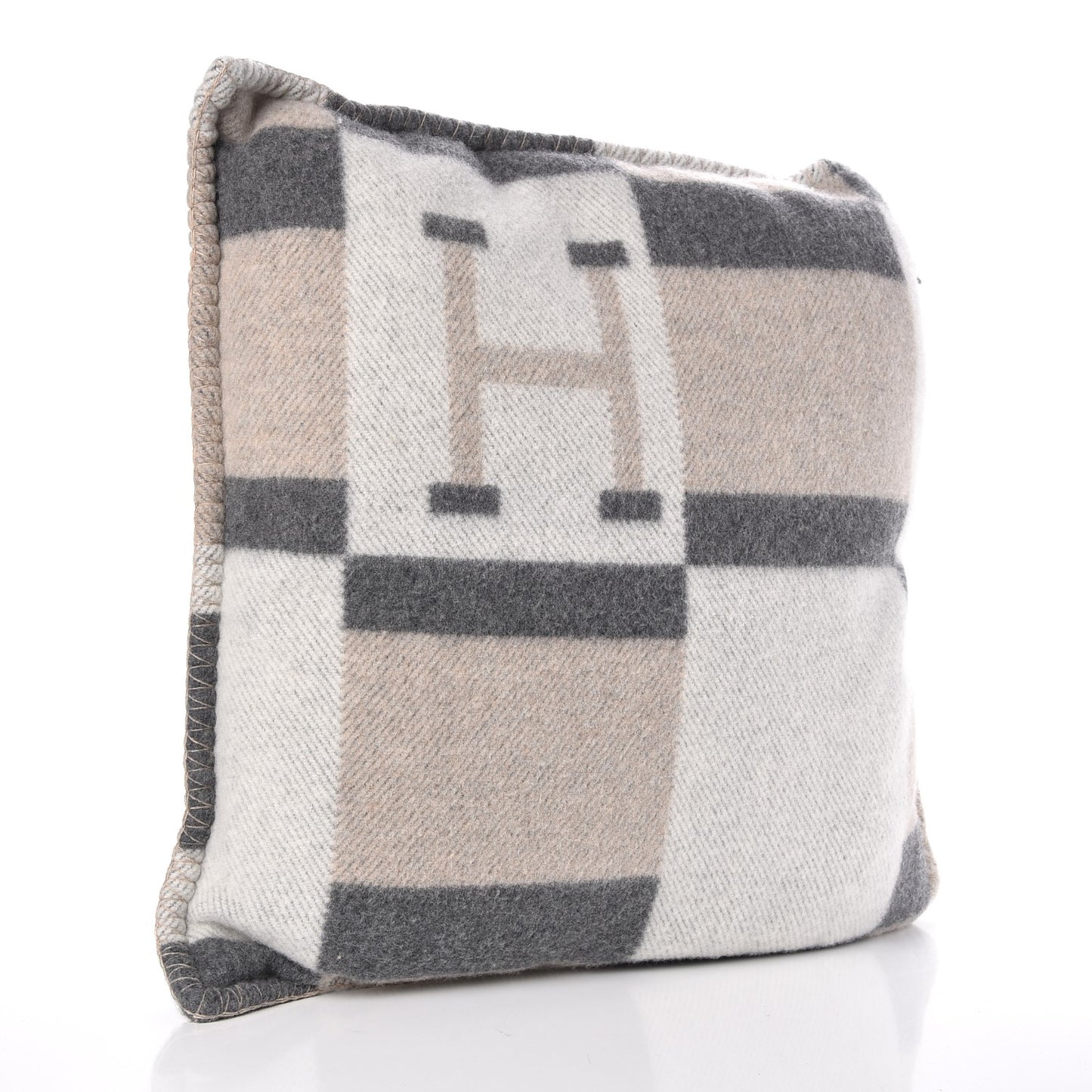 Wool Cashmere Avalon Bayadere Pillow PM Galet Ecru