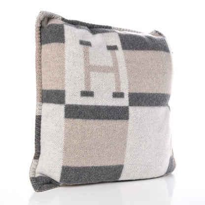 Hermes Wool Cashmere Avalon Bayadere Pillow PM Galet Ecru 3 of 6