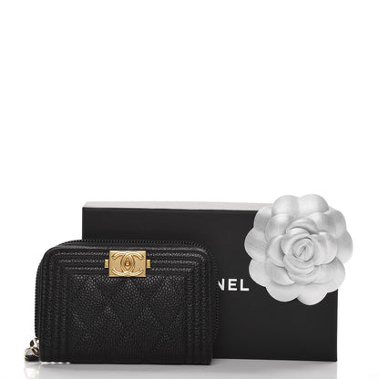 Chanel Caviar Quilted Boy Zip Around Coin Purse Wallet Black 8 of 8