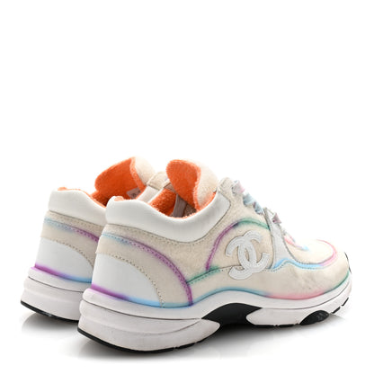 Chanel Wool Suede Calfskin CC Sneakers 36.5 Multicolor 5 of 9