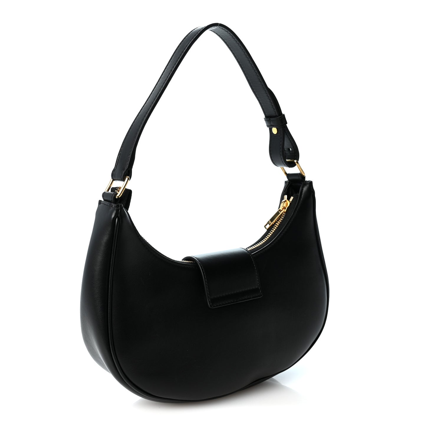 Smooth Calfskin Medium Strap Ava Triomphe Shoulder Bag Black