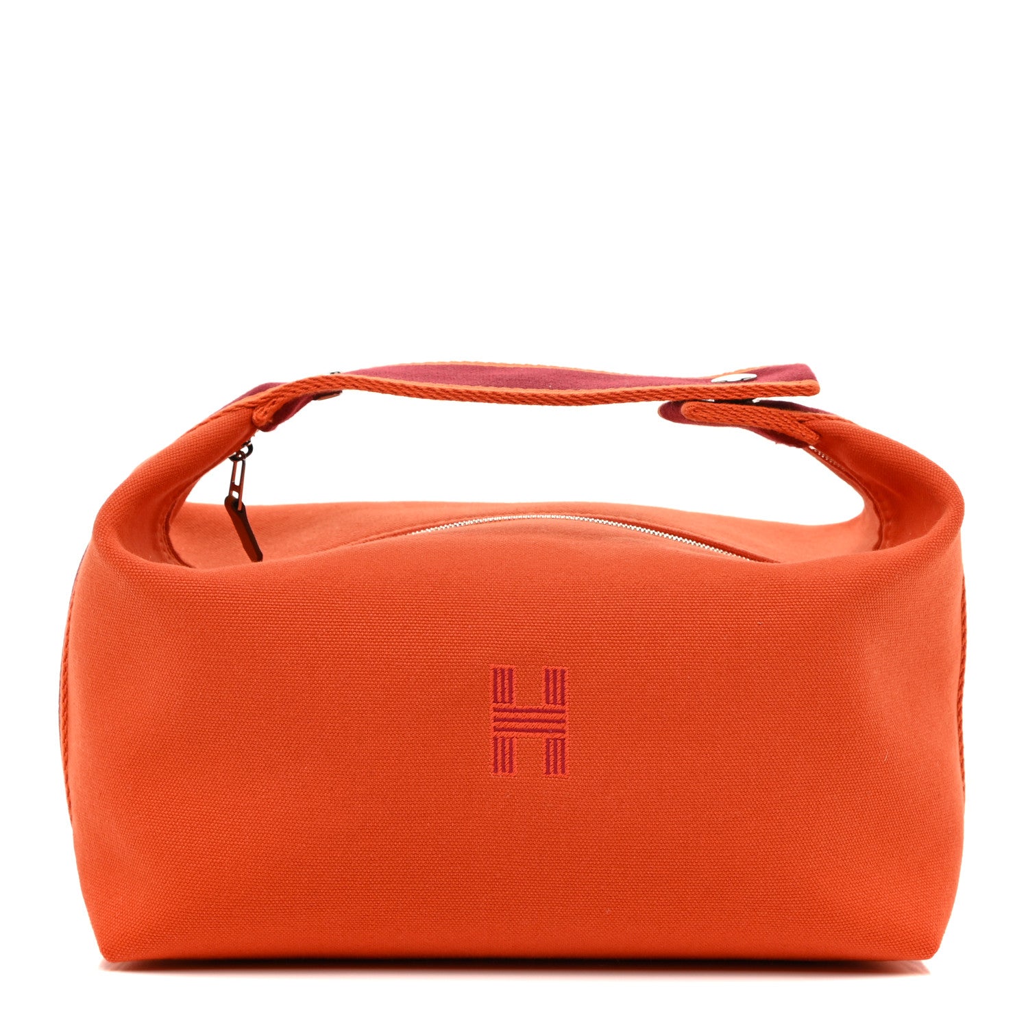 Hermes Canvas Large Bride-A-Brac Pouch Orange Feu Burgundy 1 of 15