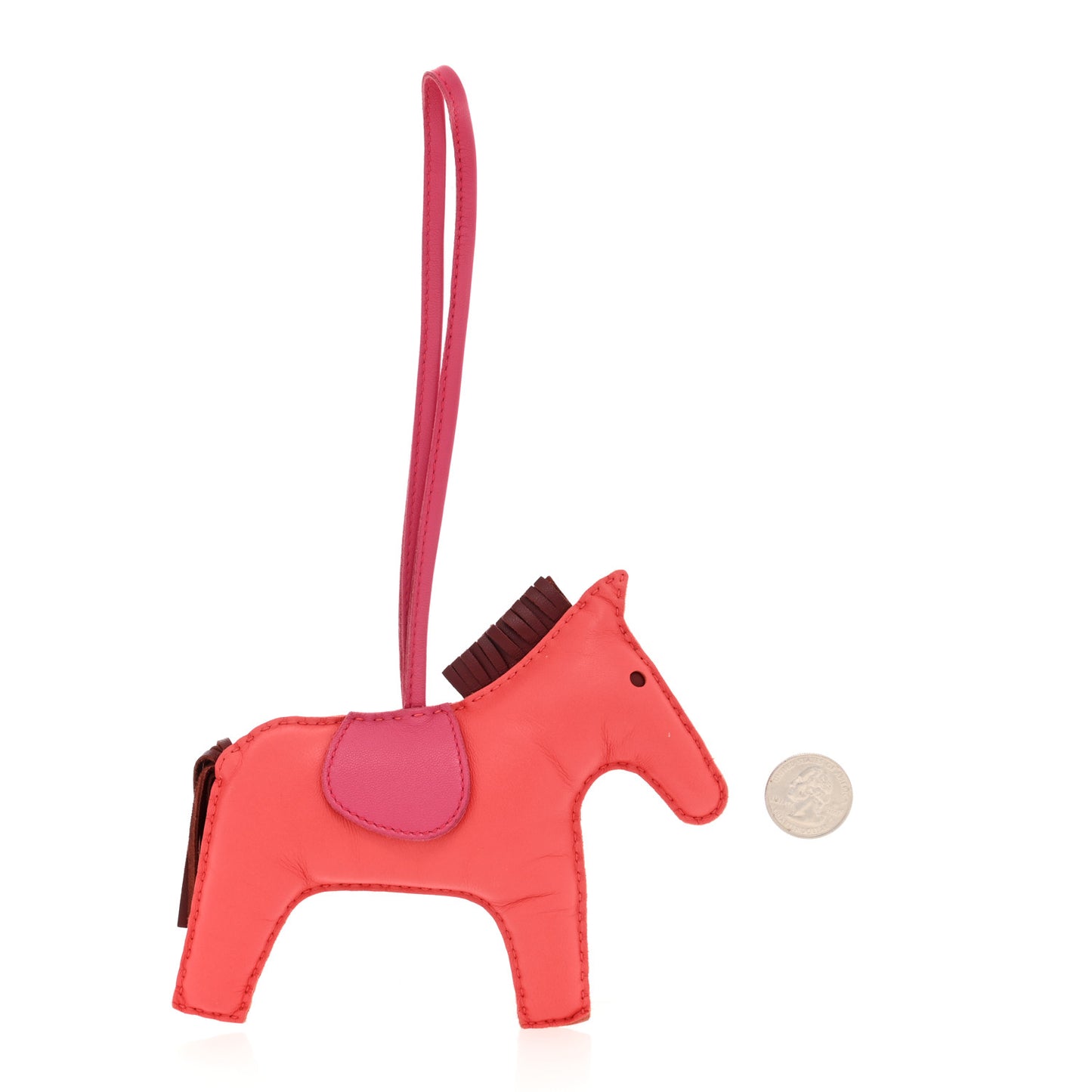 Milo Lambskin Grigri Rodeo Horse Bag Charm GM Rose Jaipur Shocking Rouge H