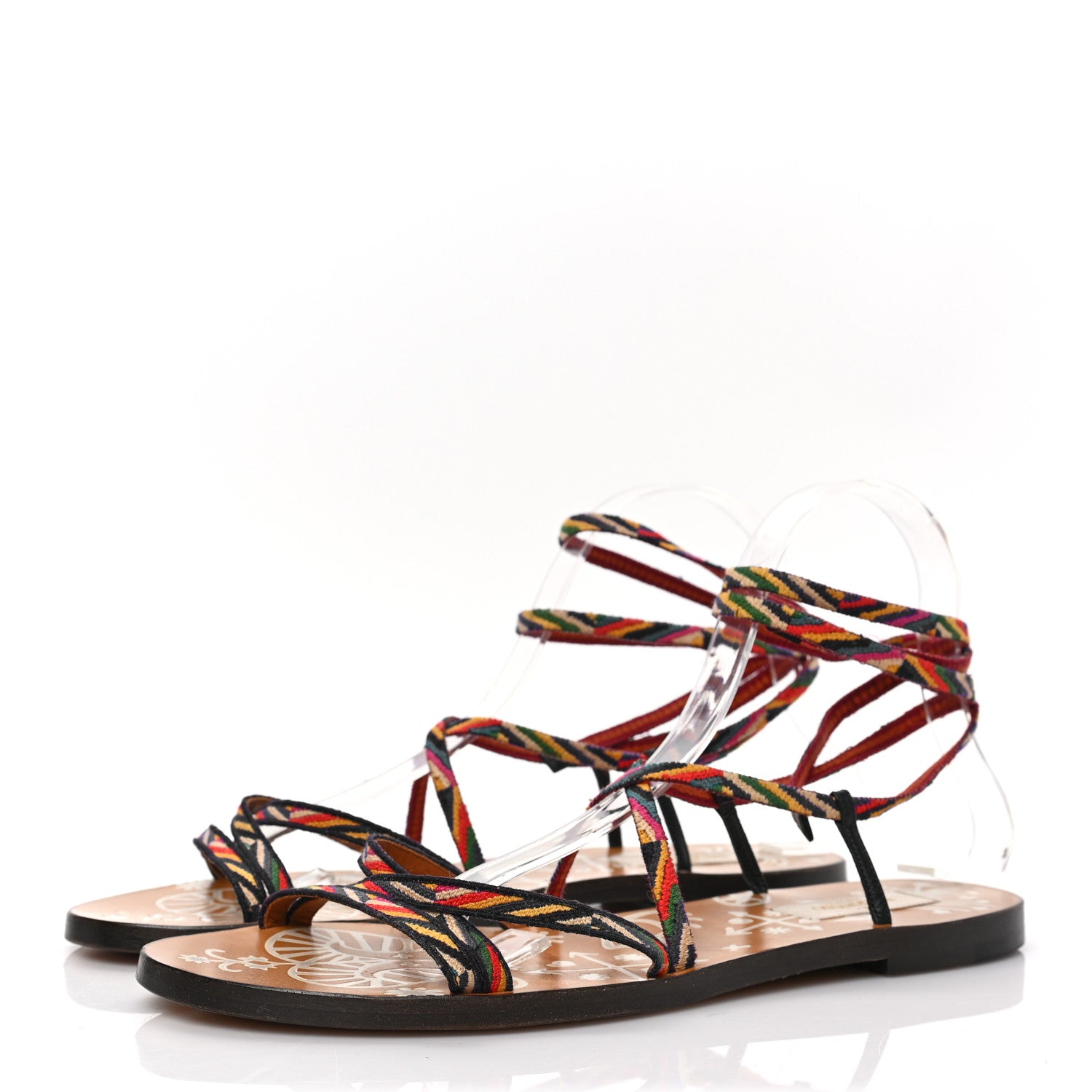 Valentino Garavani Lace Up Santeria Flat Sandals 39 Multicolor 3 of 7
