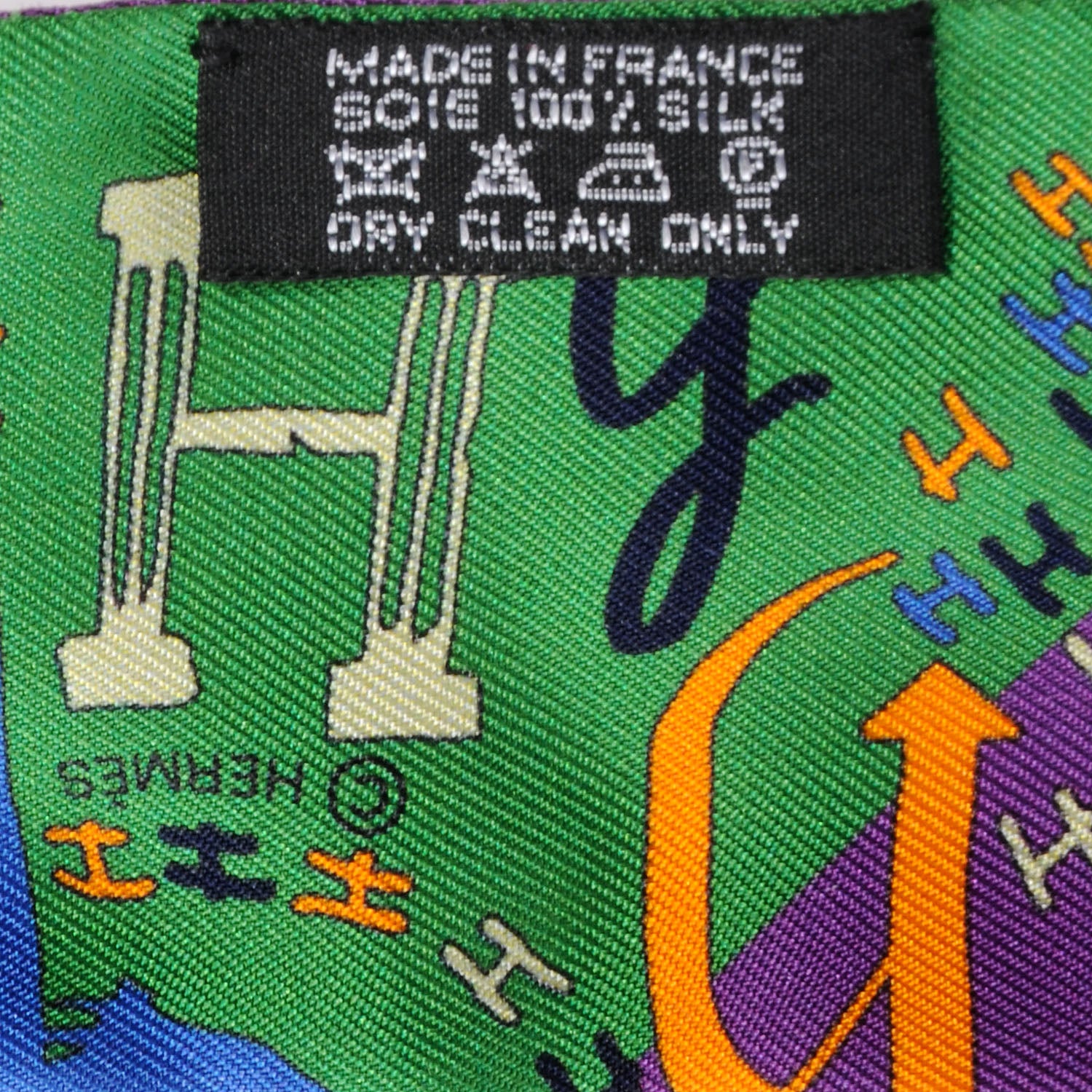 Hermes Silk 1001 H Twilly Vert Violet Bleu 6 of 6