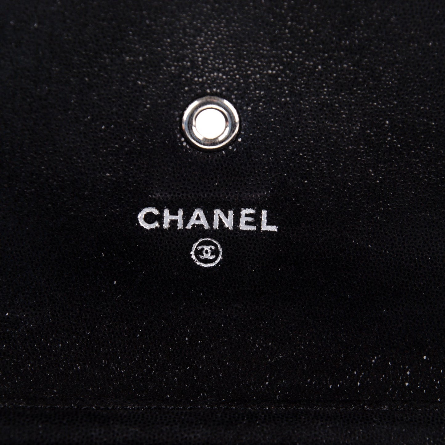Iridescent Caviar Crystal Quilted Wallet On Chain WOC Black