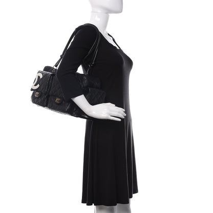 Chanel Calfskin Quilted Large Cambon Multipocket Reporter Black White 2 of 14