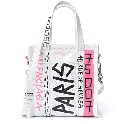 Balenciaga Agneau Arena Graffiti All Over XXS Bazar Shopper Tote White Multicolor 1 of 10