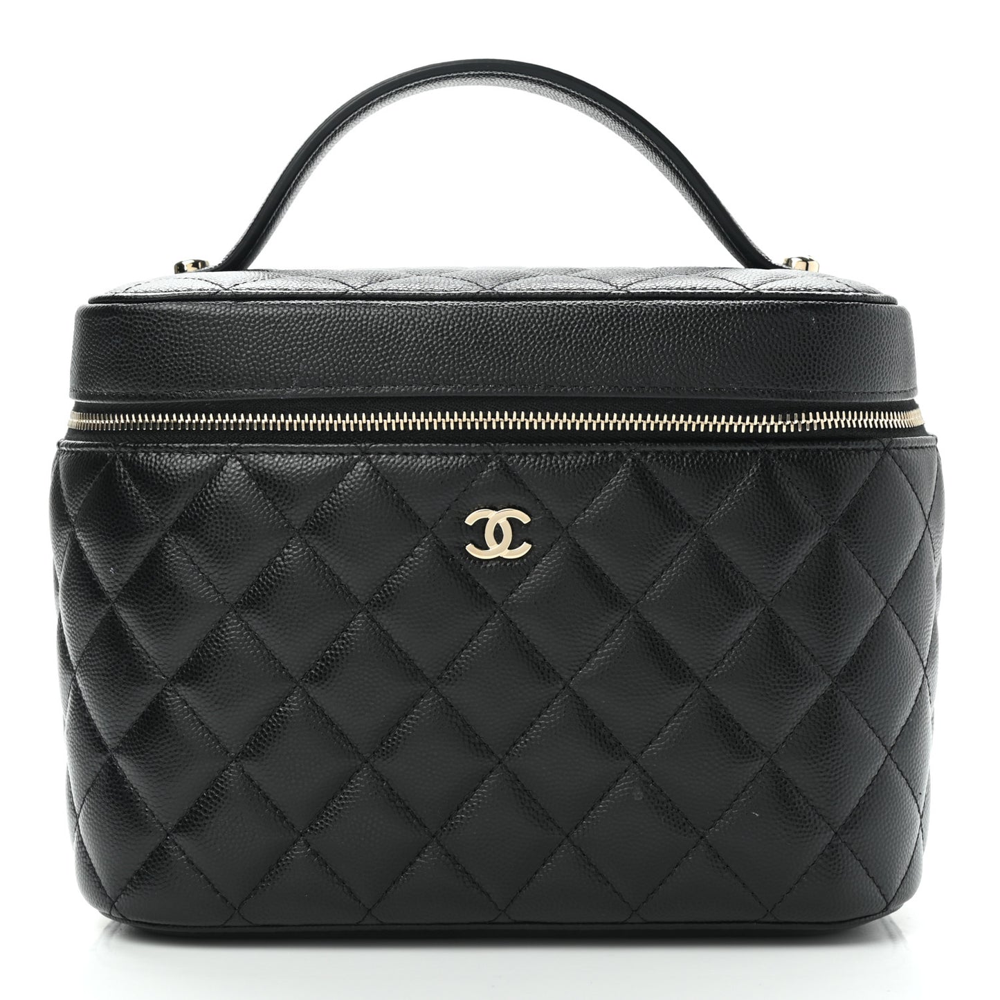 Caviar Quilted Large Vanity Pouch Black