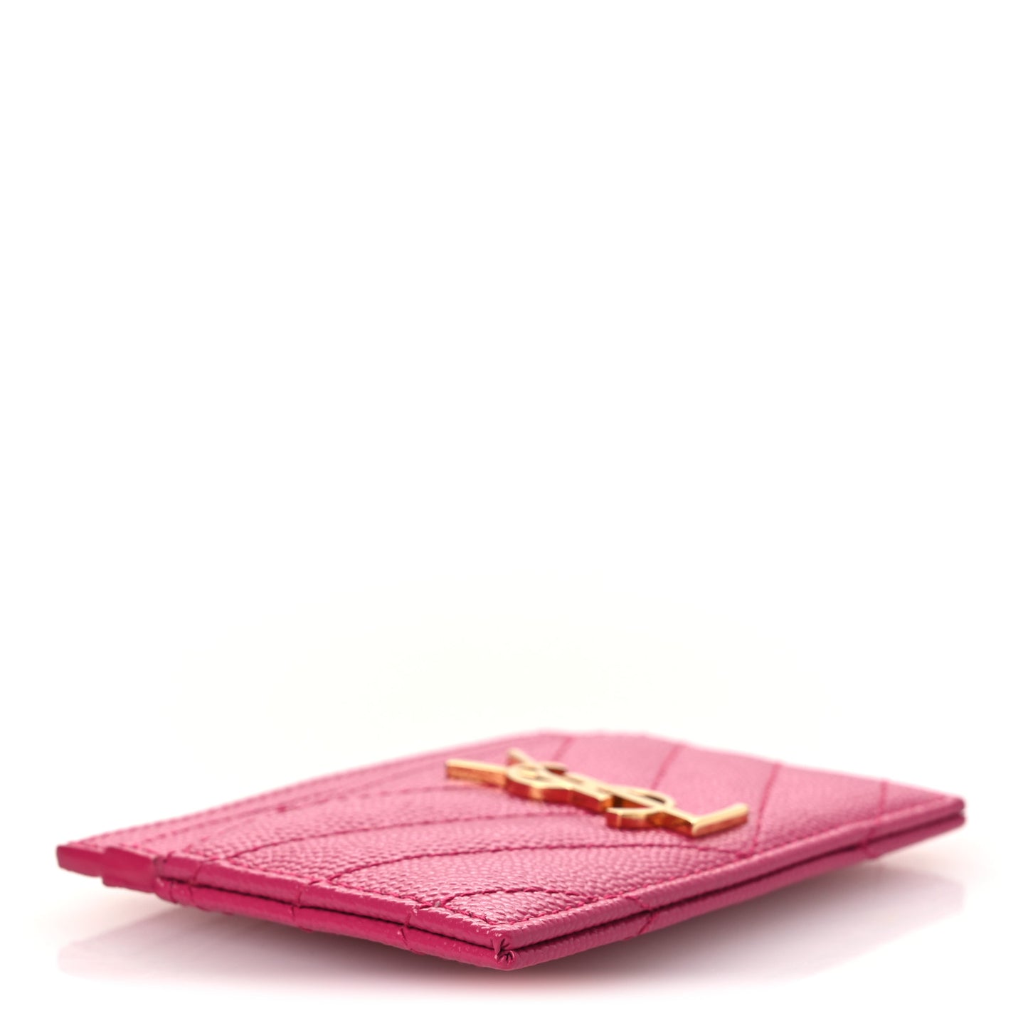 Grain De Poudre Matelasse Chevron Monogram Credit Card Case Fresh Fuxia