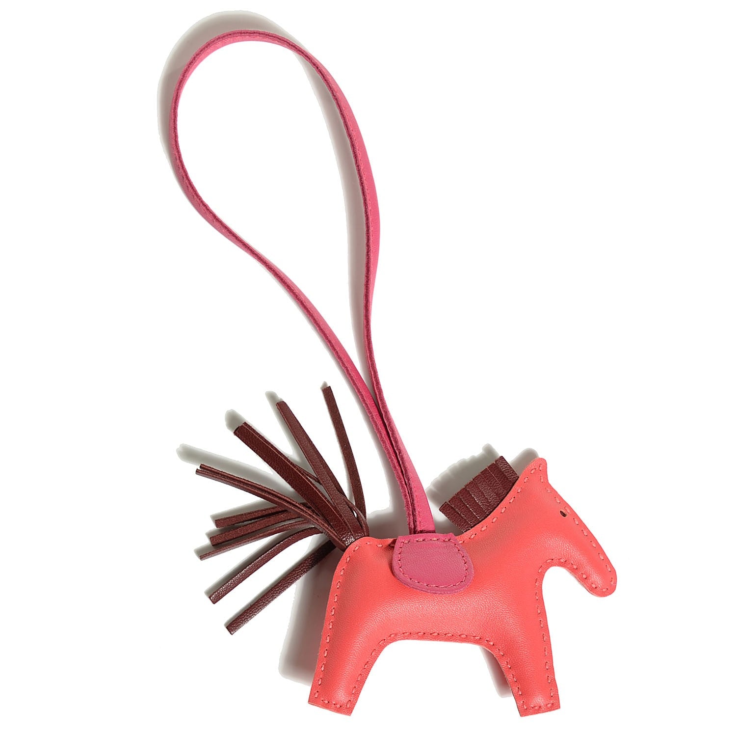 Hermes Milo Lambskin Grigri Rodeo Horse Bag Charm PM Rose Jaipur 1 of 4