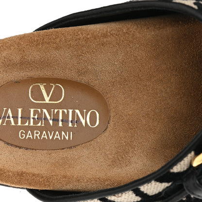 Valentino Garavani Toile Iconographe Vlogo Slide Sandals 38 Naturale Black Fondant 8 of 11