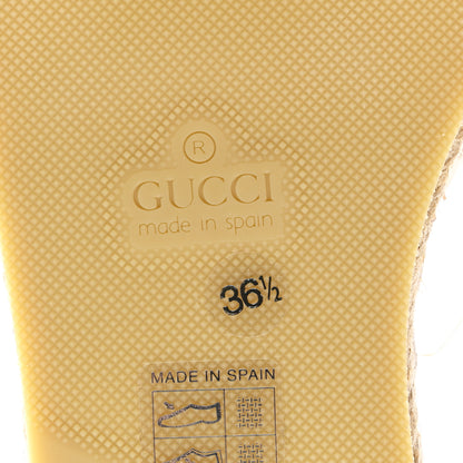 Gucci GG Raffia Monogram Ankle Wrap Platform Espadrille Wedge Sandals 36.5 Beige 6 of 9