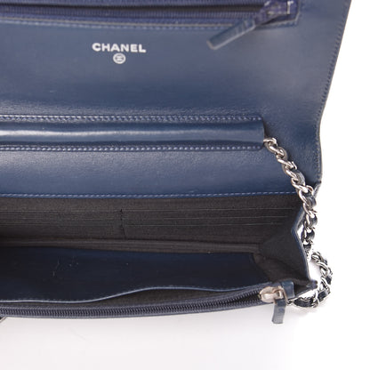 Chanel Caviar Timeless CC Wallet On Chain WOC Navy Blue 5 of 11