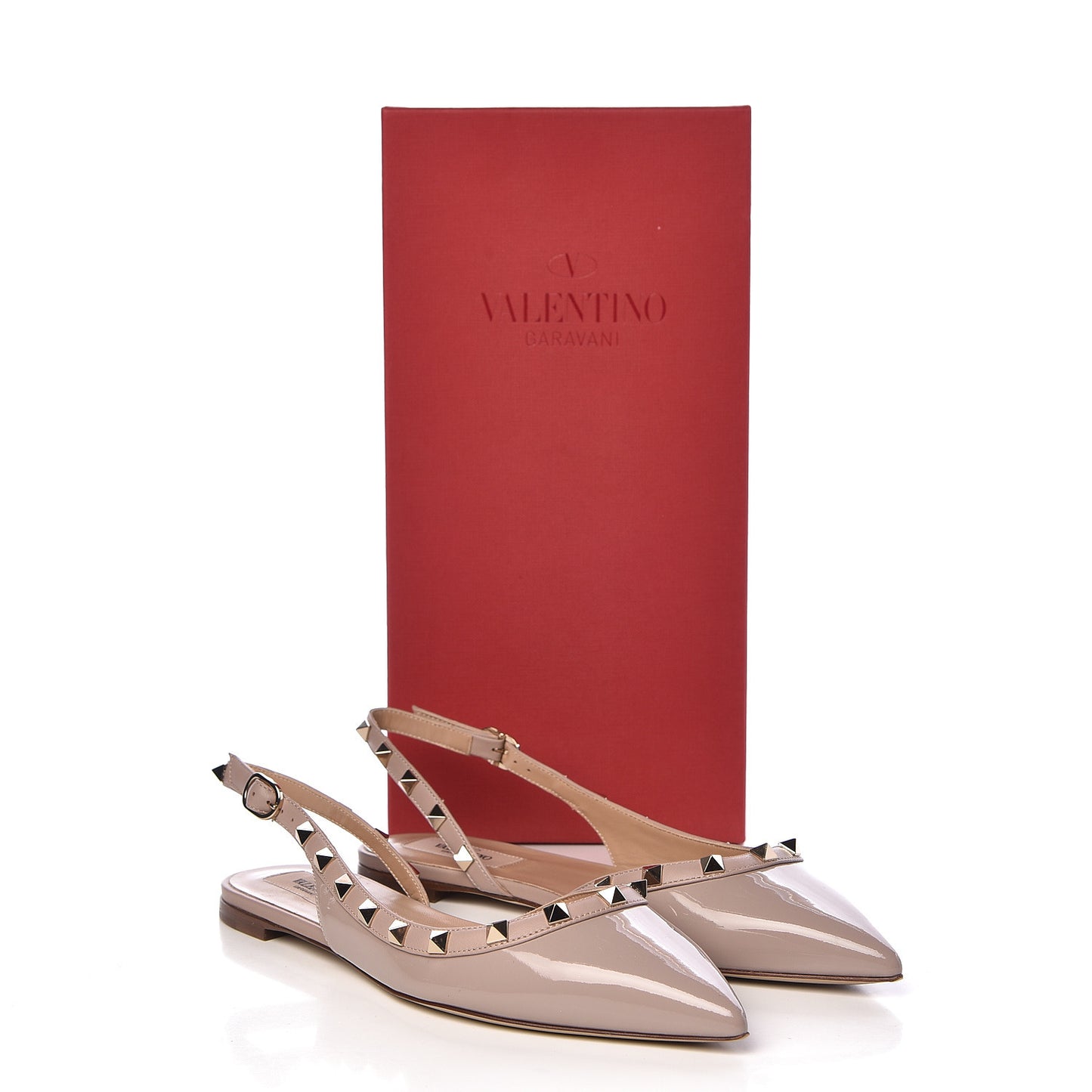 Patent Rockstud Slingback Flats 38 Poudre