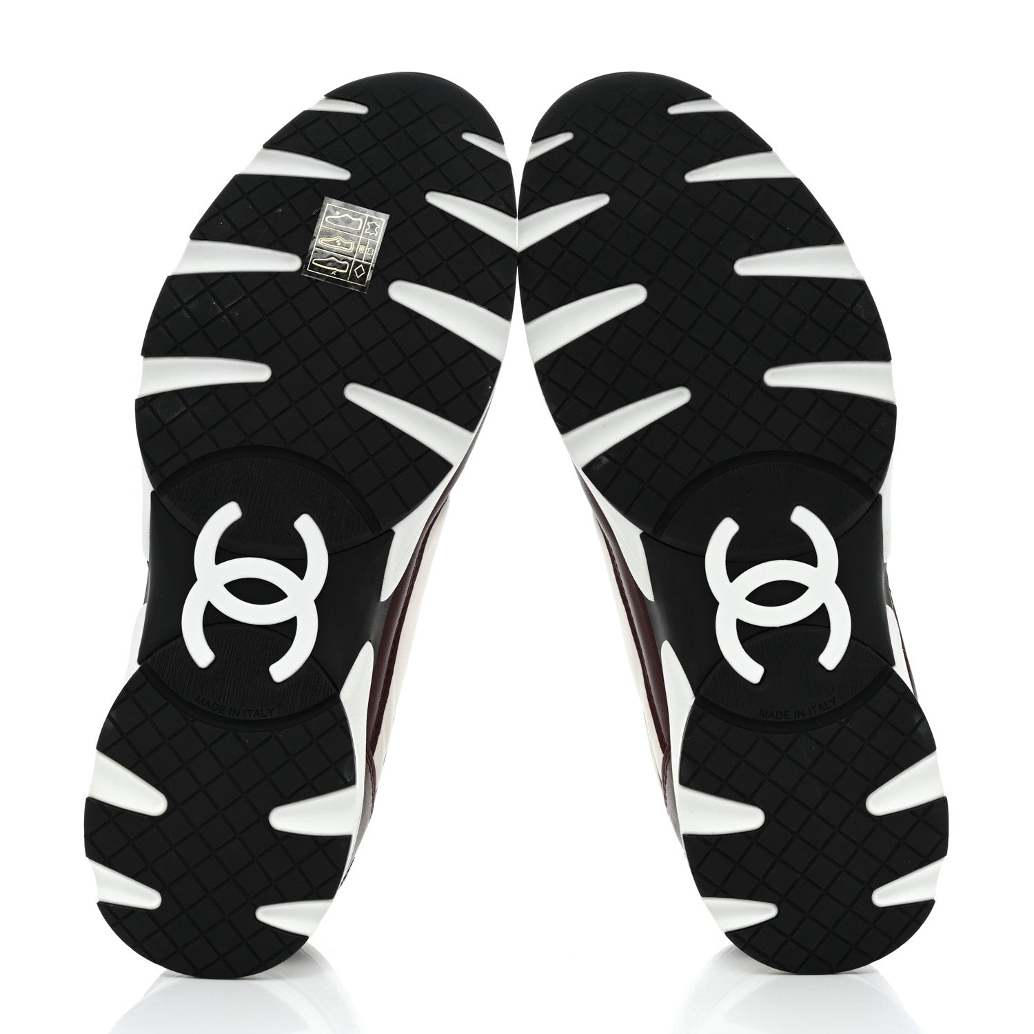 Chanel Calfskin CC Sneakers 39 Burgundy White 5 of 8