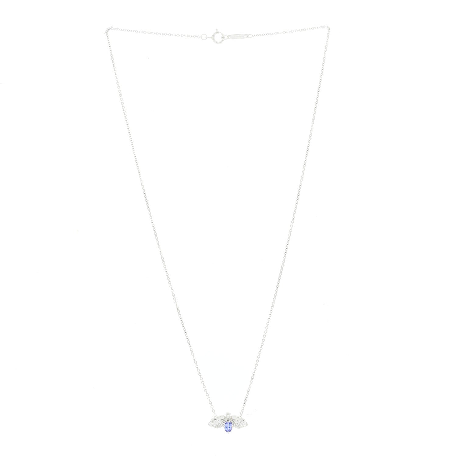 Tiffany Platinum Diamond Tanzanite Paper Flowers Firefly Necklace 2 of 4