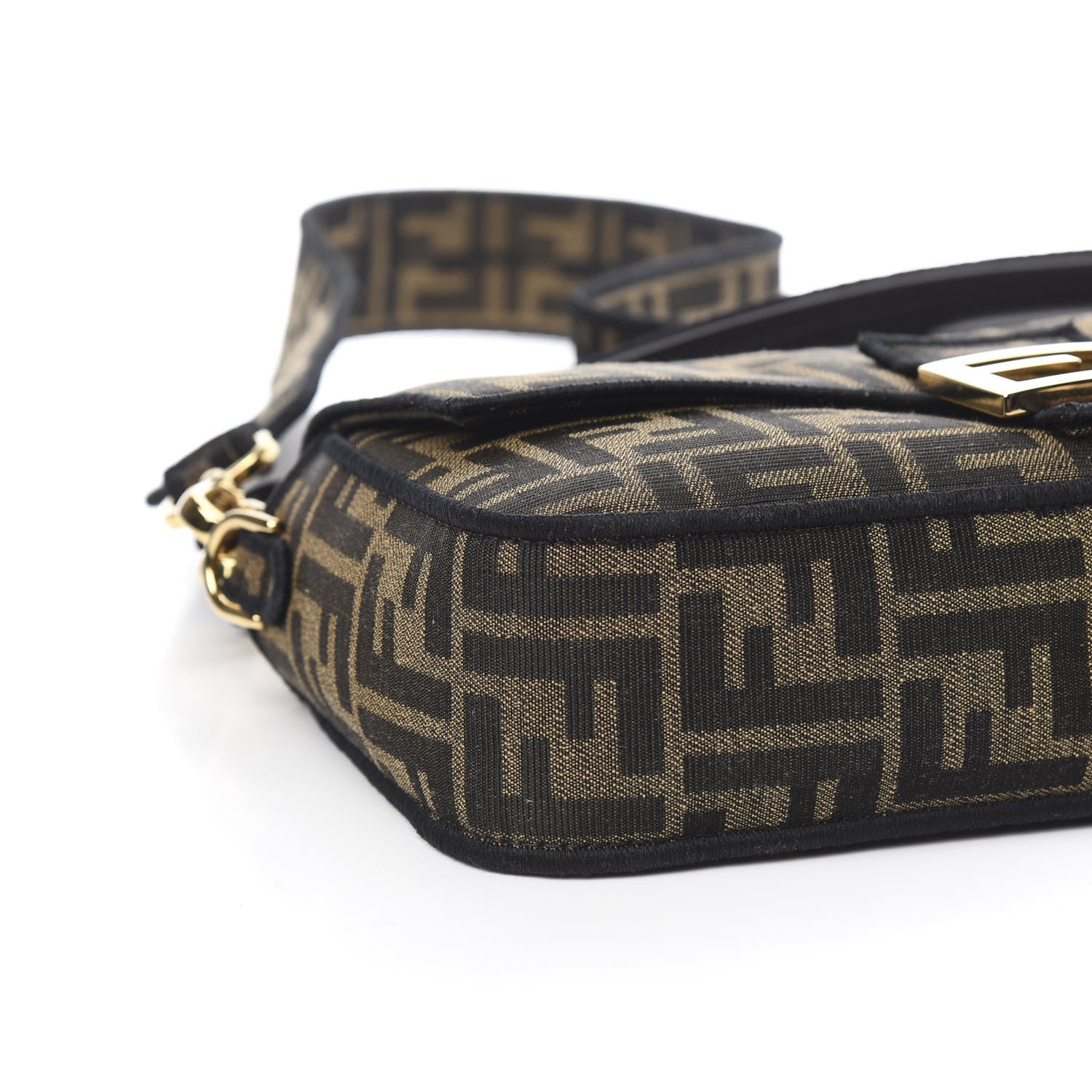 Fendi Fabric Jacquard FF 1974 Medium Baguette Tobacco Moro Black 9 of 11