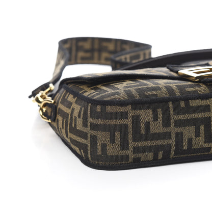 Fendi Fabric Jacquard FF 1974 Medium Baguette Tobacco Moro Black 9 of 11