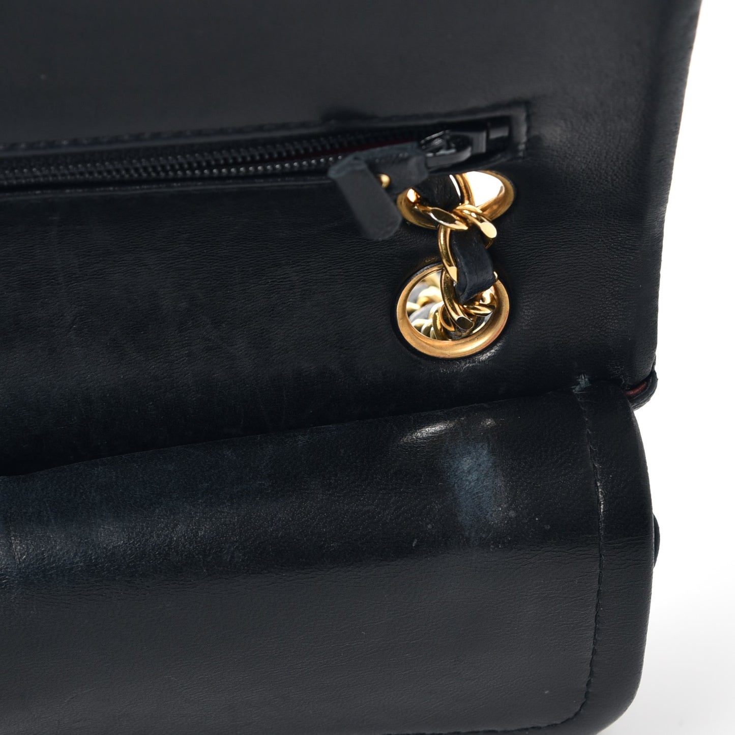 Lambskin Quilted Small Double Flap Navy