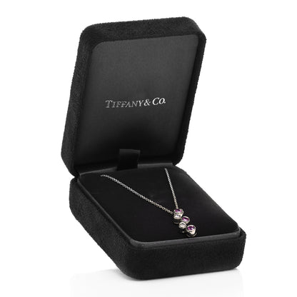 Tiffany Platinum Diamond Pink Sapphire Bubble Pendant Necklace 6 of 6