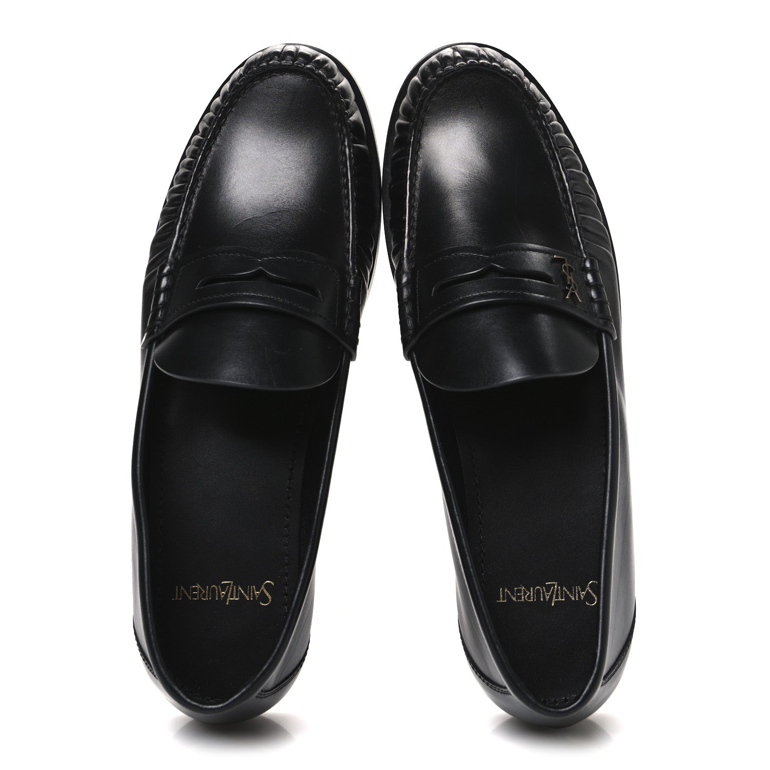 Saint Laurent Calfskin Penny Loafers 39 Black 2 of 10