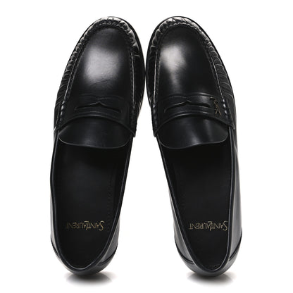 Saint Laurent Calfskin Penny Loafers 39 Black 2 of 10