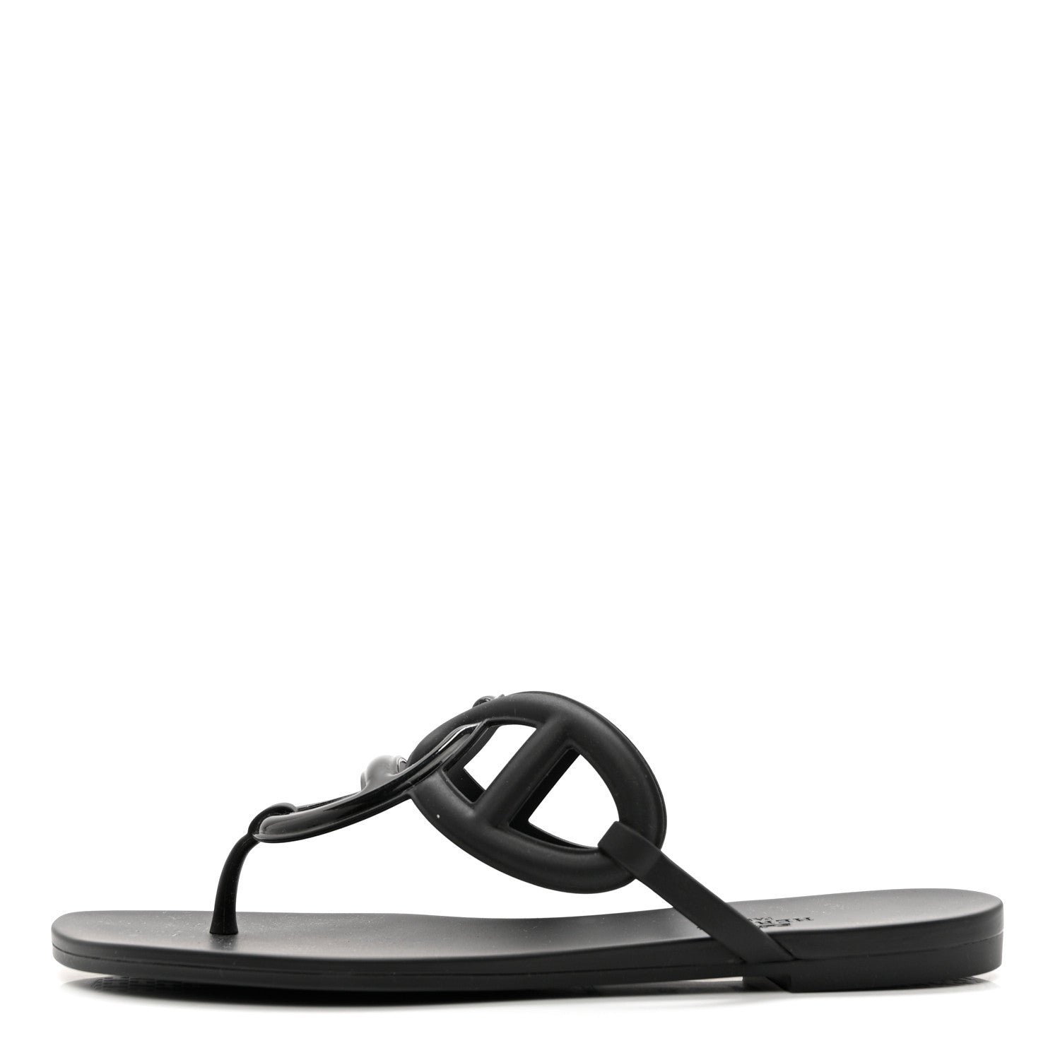 Hermes Rubber Womens Egerie Sandals 38 Black 1 of 8
