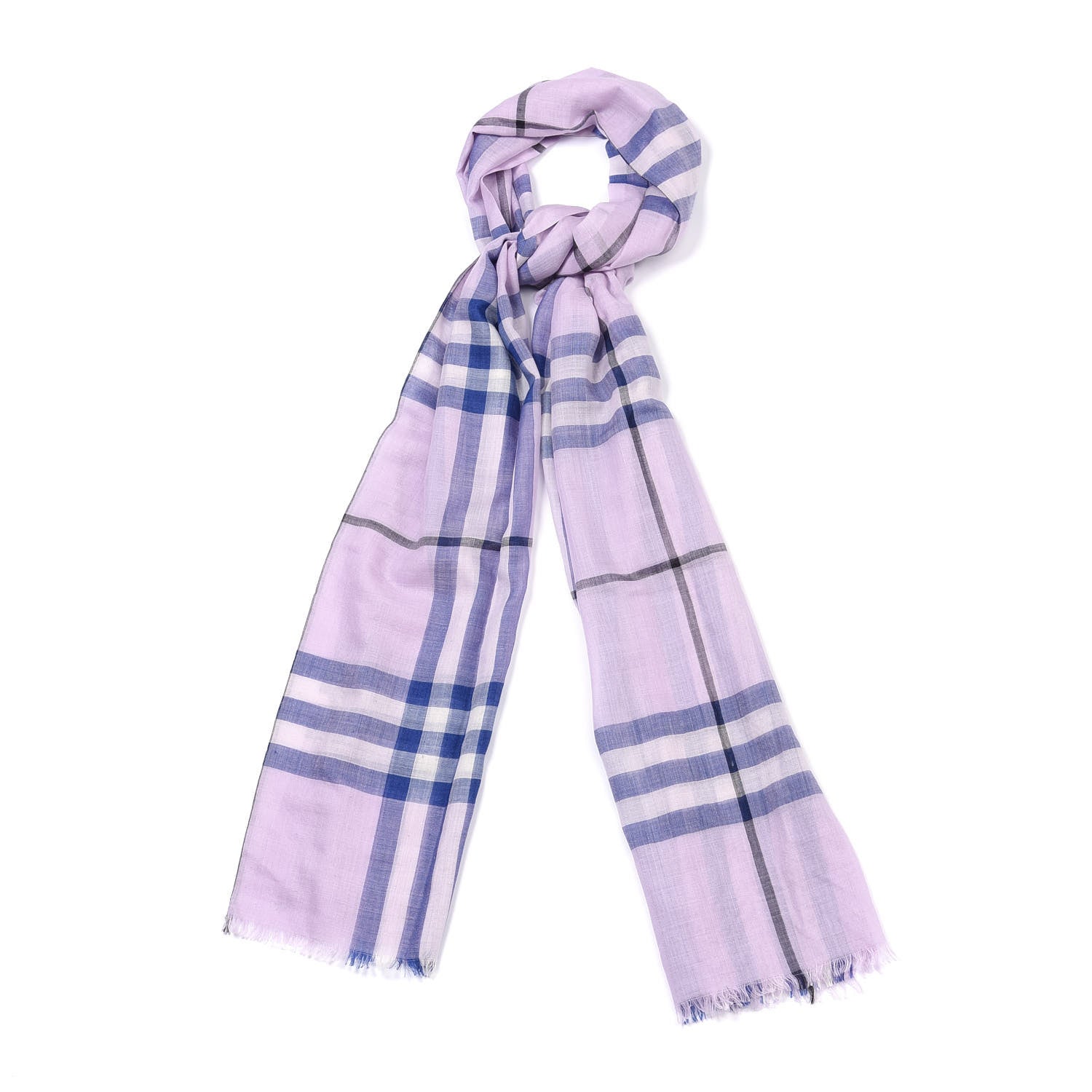Burberry Wool Silk Gauze Giant Check Lightweight Scarf Pale Orchid 1 of 8