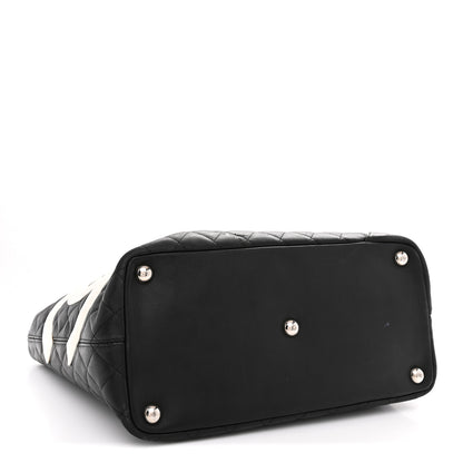 Chanel Calfskin Quilted Large Cambon Tote Black White Black White 4 of 14